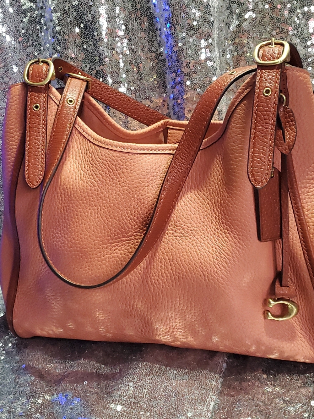Coach Pebbled Leather Shoulder Bag - Rose Tan